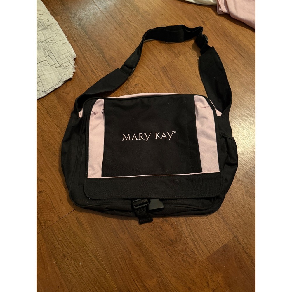 Mary Kay Messenger Bag‎ Black Pink Canvas Consultant Crossbody Laptop Travel Bag
